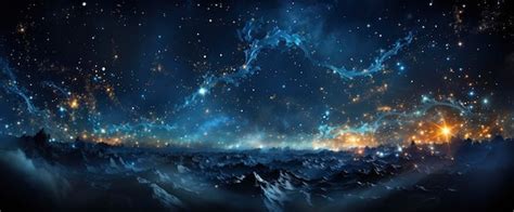 Premium Photo | Night Panorama Firmament Stars Milky Way Background Banner HD