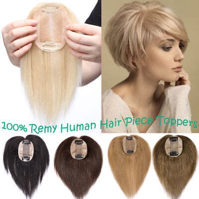 Women Hair Piece Topper Hairpiece 8A Human Hair Top Wig Toupee For ...