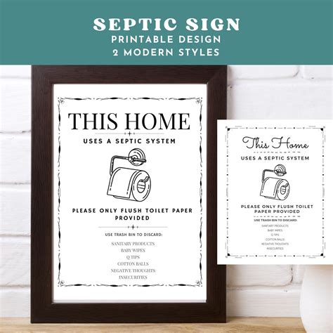 Septic Sign Bathroom Septic Tank Sign Printable - Etsy Canada | Septic ...