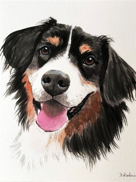 Single dog illustration, watercolor dog gift, custom dog illustration ...