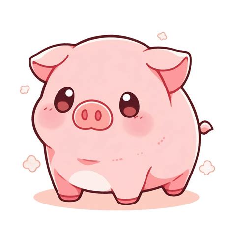 Cute Kawaii Pink Baby Pig Piglet sticker. | Cute animal drawings kawaii ...