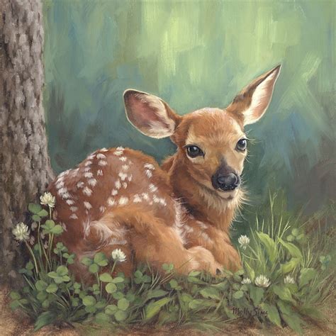 Fawn Painting Animal Painting Deer Art Fawn Baby | Etsy