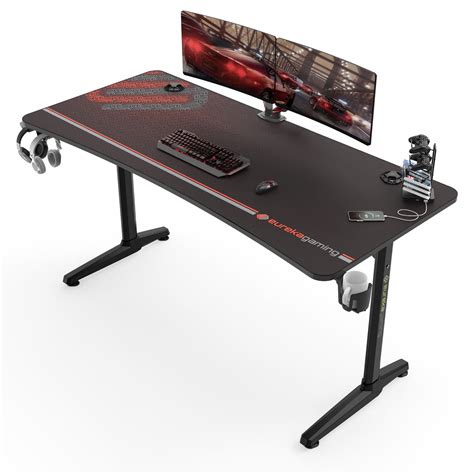 Eureka Ergonomic Gaming Desk 60 Inch Home Office Computer Desk, I-Shaped Structure with New ...