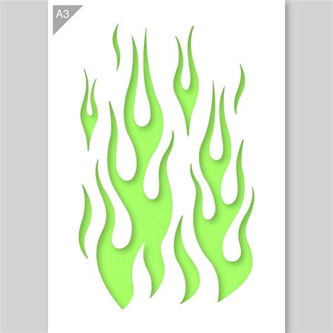 Flame Stencil Flames Stencil Fire Stencil A3 Reusable | Etsy