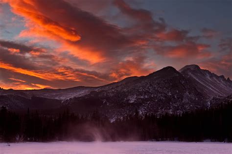 Photo of mountain surrounding by snow in sunset scene HD wallpaper | Wallpaper Flare