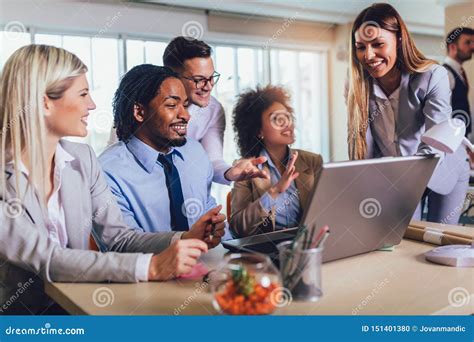 Young Business People Working Together in Creative Office. Selective Focus Stock Photo - Image ...