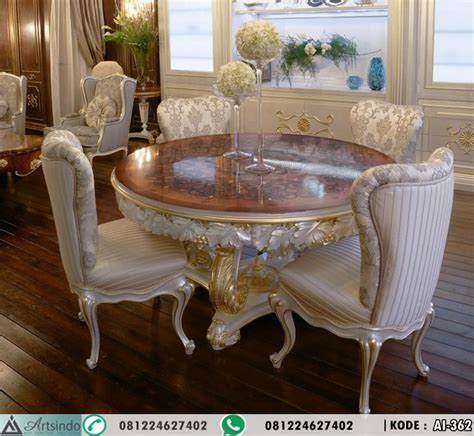 Meja Makan Bundar Klasik Mewah Inlay . Arts Indo Furniture Jepara - Arts Indo Furniture Jepara