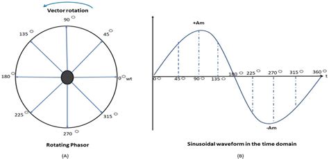 Phasor representation from a sinusoidal waveform | Download Scientific ...