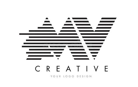 MV M V Zebra Letter Logo Design with Black and White Stripes Stock ...