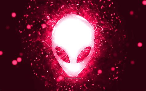 Download wallpapers Alienware pink logo, 4k, pink neon lights, creative, pink abstract ...