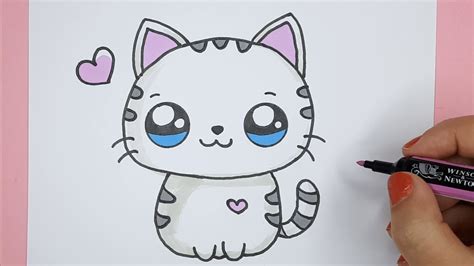 How to Draw a Cute Baby Kitten - Happy Drawings