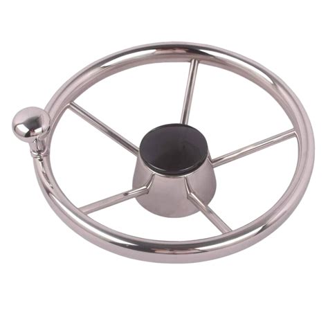 STEERING WHEEL - STAINLESS STEEL - WITH KNOB 340mm Diameter - Baintech Power Products