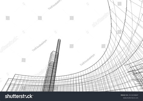 Abstract Architecture Linear Drawing Vector Illustration Stock Vector (Royalty Free) 2113218647 ...