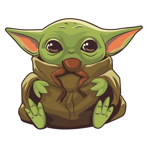 The Mandalorian Baby Yoda Eating Frog Sticker - Sticker Mania