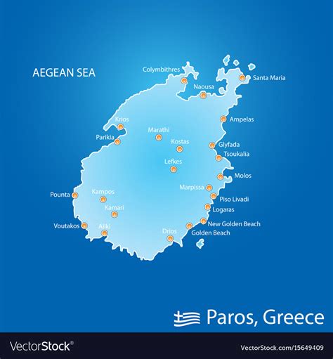 Island of paros in greece map in colorful Vector Image