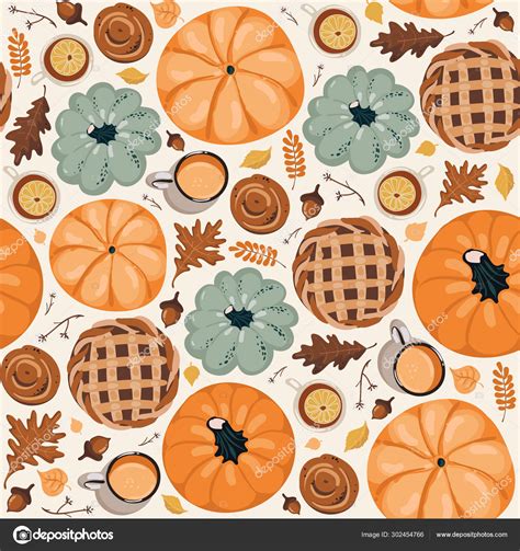 Cute seamless autumn pattern background. Autumn wallpaper Stock Vector by ©Marianna_P 302454766