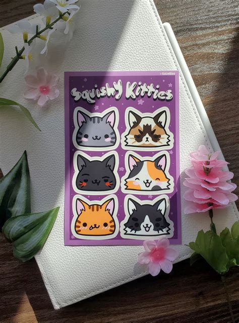 Cat Sticker Sheet / Cat Stickers / Squishy Kitties / Animal Stickers - Etsy