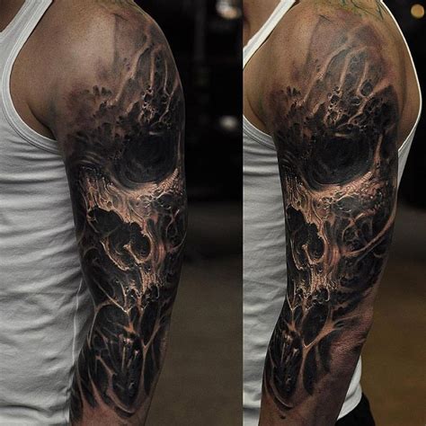 Evil Skull Sleeve | Best tattoo design ideas | Skull sleeve tattoos, Black skull tattoo, Skull ...