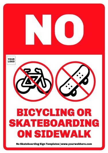 Free No Skateboarding Sign Templates