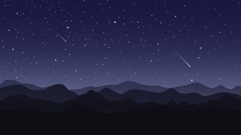 Vector background. Starry night sky. Stars, sky, night. Silhouette of the mountains. 21249965 ...