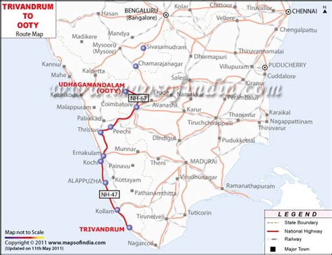 Trivandrum Ooty Route Map