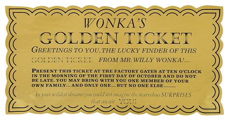 Printable Golden Ticket Willy Wonka