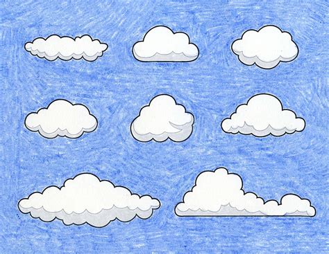 Easy How to Draw Clouds Tutorial and Clouds Coloring Page