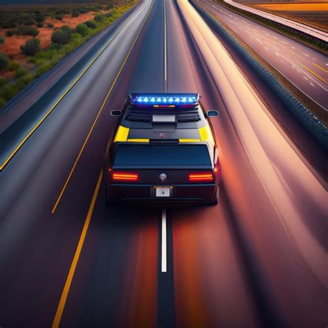 Premium AI Image | Police car with sirens on the highway