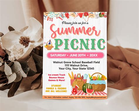 Customizable Summer Picnic Invite Template | Summer Party Picnic Bash ...