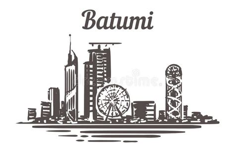 Batumi Skyline Sketch. Batumi, Georgia Hand Drawn Illustration Stock Illustration - Illustration ...