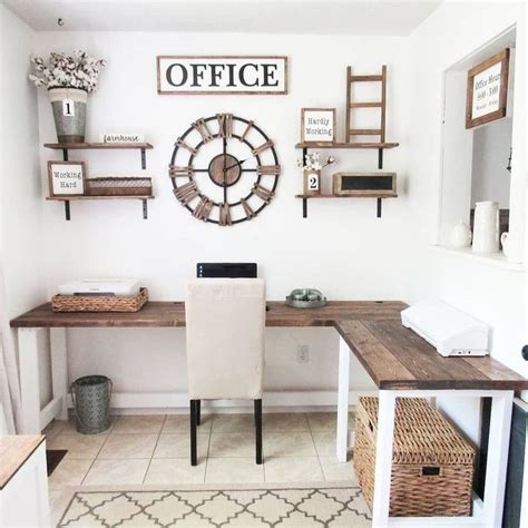 51 Modern Farmhouse Home Office Decor Ideas | Home office decor, Rustic home offices, Home ...