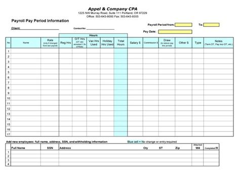 Sample Payroll Template