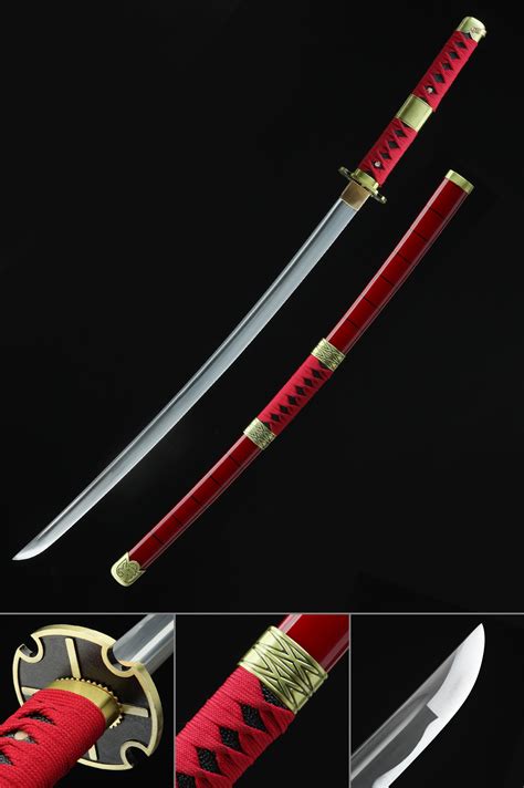 Zoro Sword | One Piece Roronoa Zoro Sandai Kitetsu Katana Samurai Sword Replica With Red ...