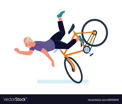 Falling people old man falls off bike dangerous Vector Image