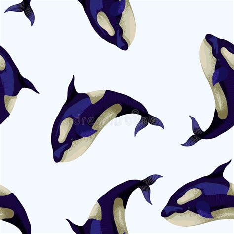 Seamless Pattern with Orca. Vector. Stock Vector - Illustration of whale, graphic: 173529725