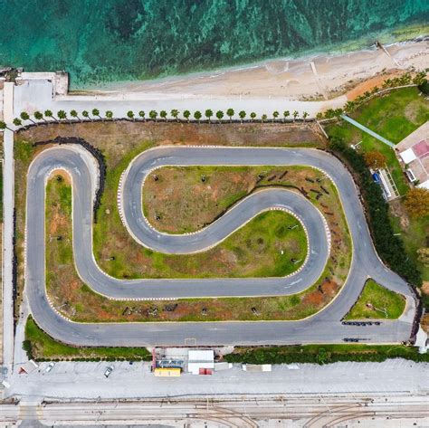 Go kart Race track in Athens Greece from above : racing