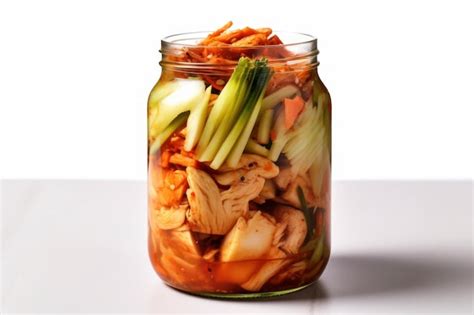 Premium AI Image | A jar of kimchi with a white background