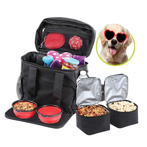 Bundaloo Dog Travel Bag Accessories Supplies Organizer 5-Piece Set with ...