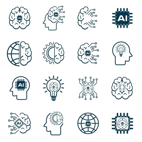 Set of Artificial intelligence icons, AI icons group set vector design ...