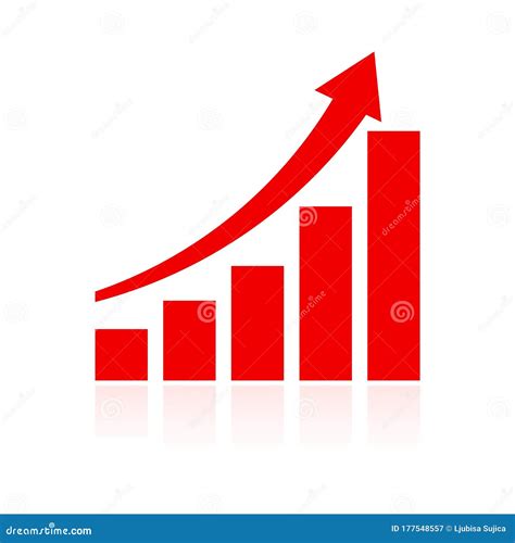 Growth Chart Vector Icon, Graph Icon, Red Graph Sign Stock Illustration ...