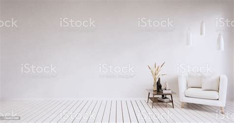 Empty Room White Wall On Wood Floor Interior And Decorations Plants 3d ...