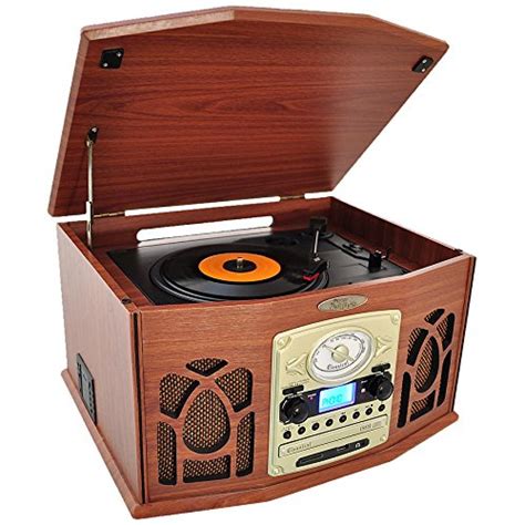 Pyle PTCDS7UBTBW Bluetooth Turntable System, Retro Vintage Classic Style Vinyl Record Player ...