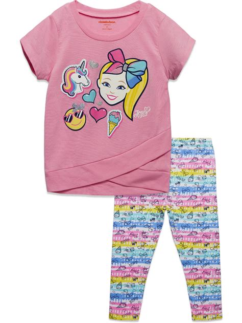 JoJo Siwa Jojo Siwa Unicorn Little Girls Crossover T-Shirt and Leggings Outfit Set Toddler to ...