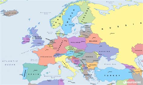 Free Political Maps Of Europe – Mapswire For Printable Map Of Europe ...