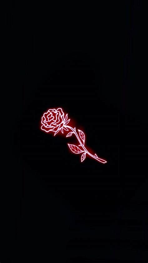 Download Red Rose Black Neon Aesthetic Wallpaper | Wallpapers.com