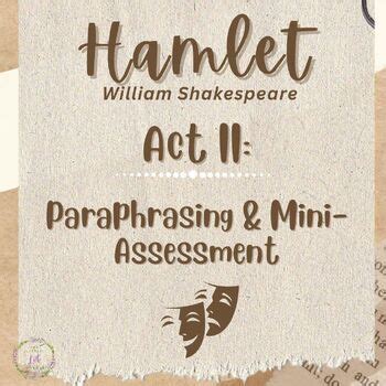 Shakespeare Hamlet Act II Analysis, Asessment, Project, Quotes | TPT