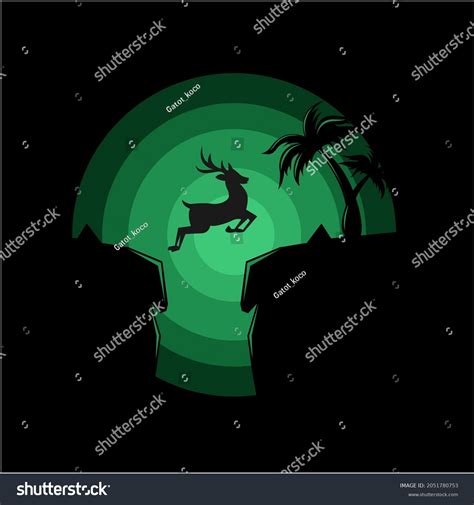 Silhouette Illustration Deer Jumping Vector Stock Vector (Royalty Free ...