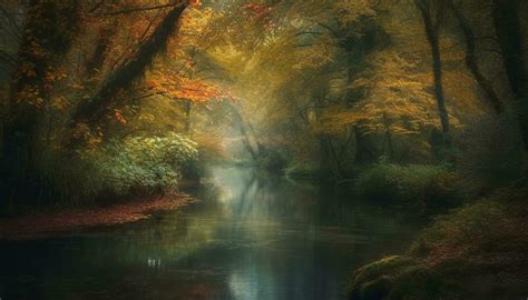 Tranquil autumn forest reflects vibrant colors in tranquil pond generated by AI 24582608 Stock ...