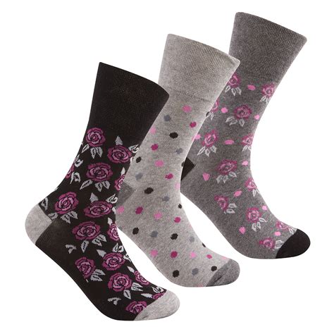 6-12 Pairs Ladies Womens Non Elastic Loose Top Socks Grip Diabetic Floral New | eBay