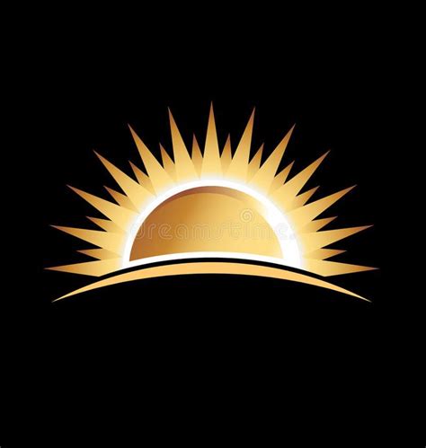 Illustration about Gold sun in black background. Illustration of icon, light, design - 29495626 ...